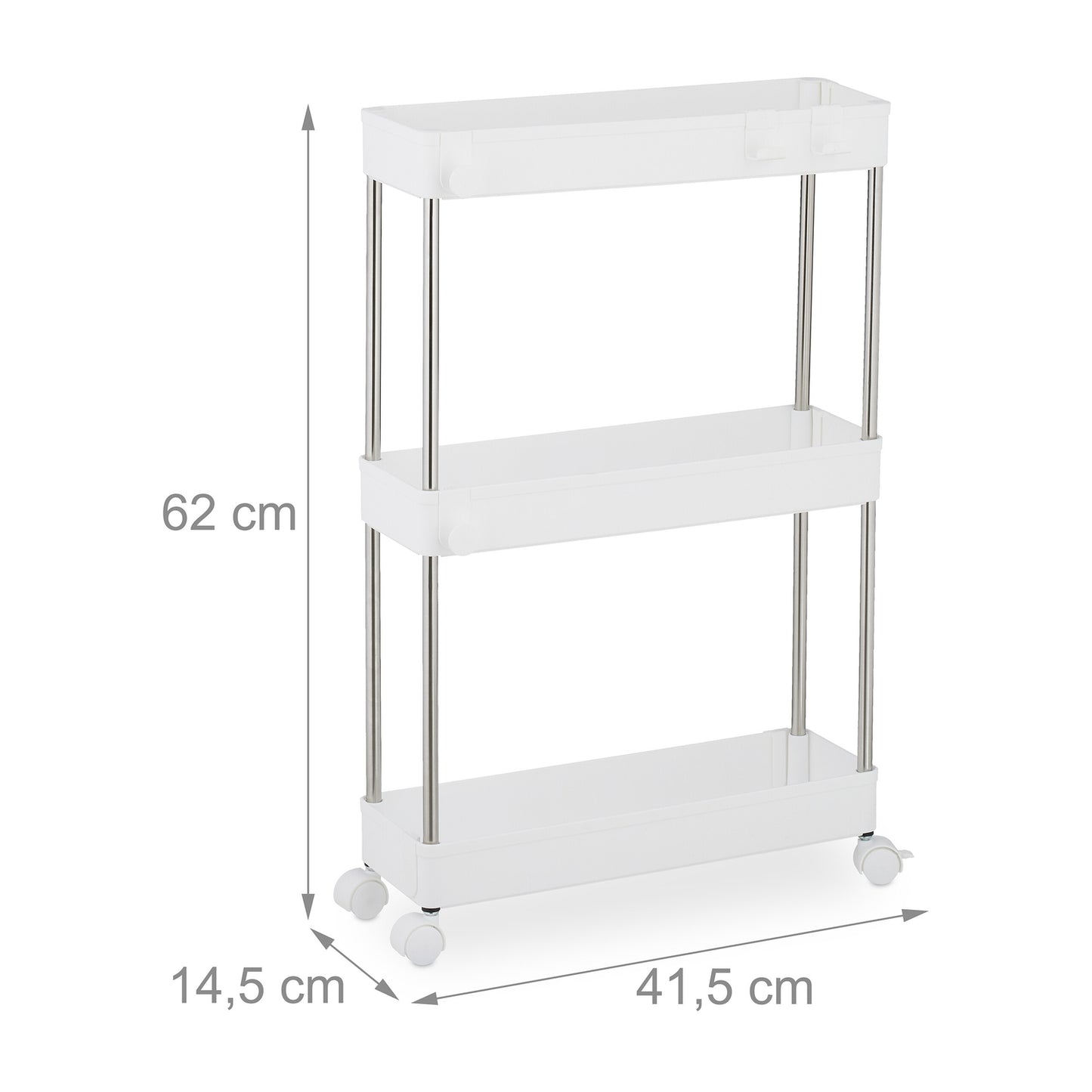 3-Tier Rolling Storage Trolley for Kitchen or Bathroom