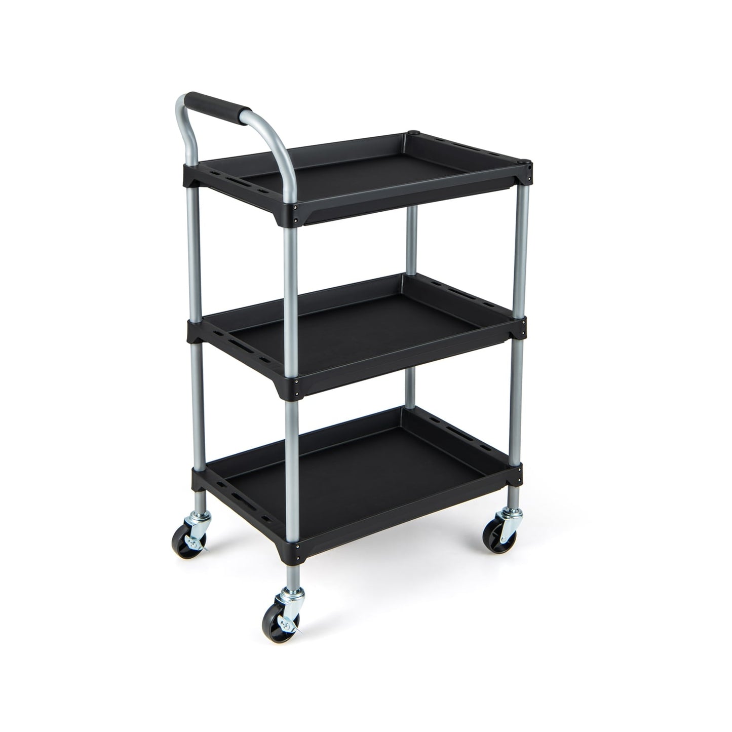 3-Tier Rolling Tool Cart with Wheels, Black, 64x40x102 cm