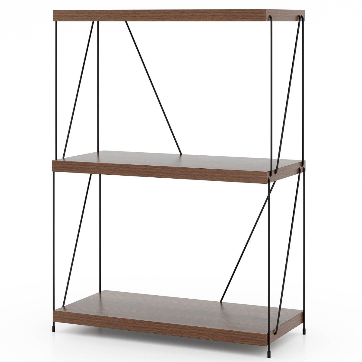3 Tier Standing Shelf with Metal Frame Industrial Bookshelf Storage Rack 60 x 29.5 x 85.5 cm