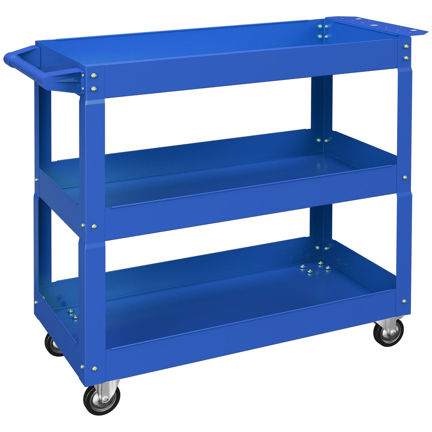 3-Tier Steel Tool Cart, 4 Wheels, 83x35.3x76 cm, Blue