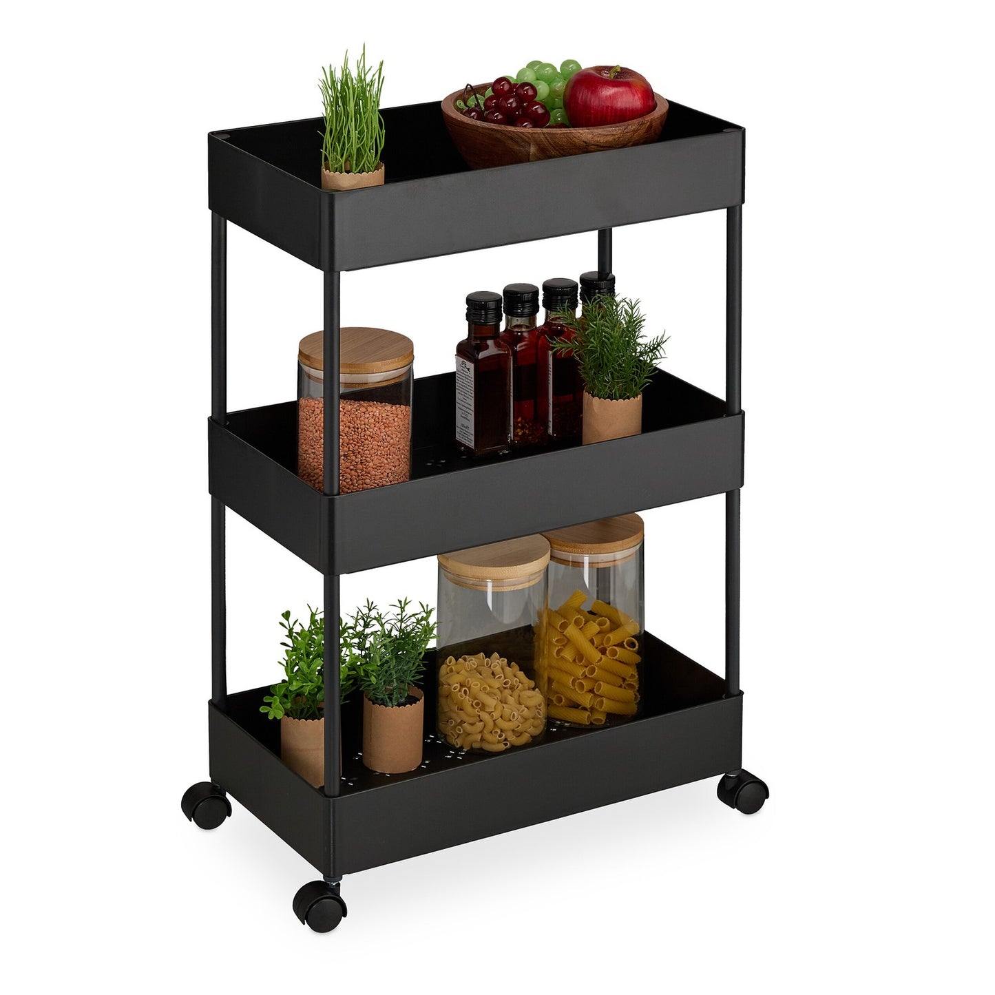 3-Tier Trolley with 360° Wheels for Easy Mobility
