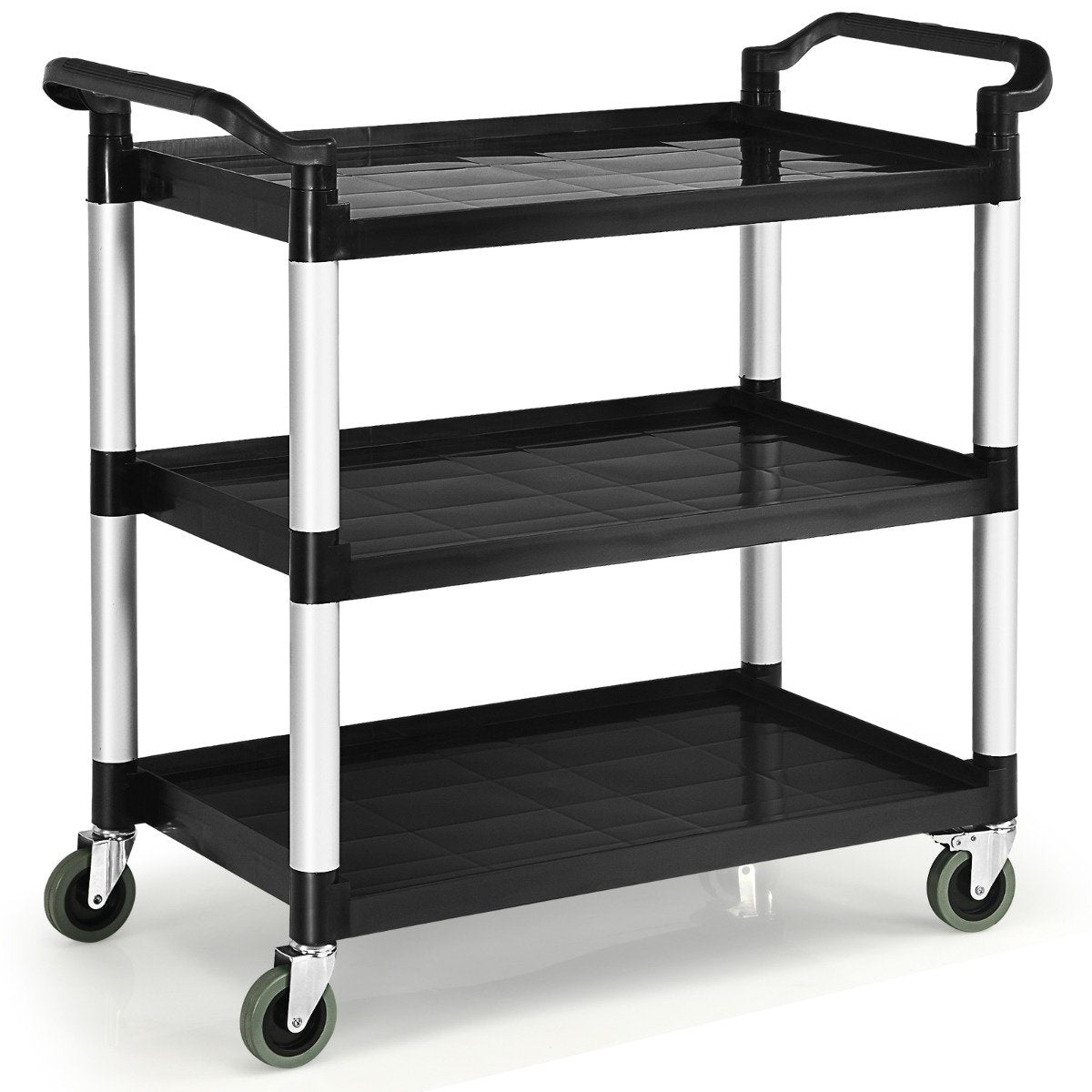 3-Tier Utility Cart with Wheels and Brake System, Black