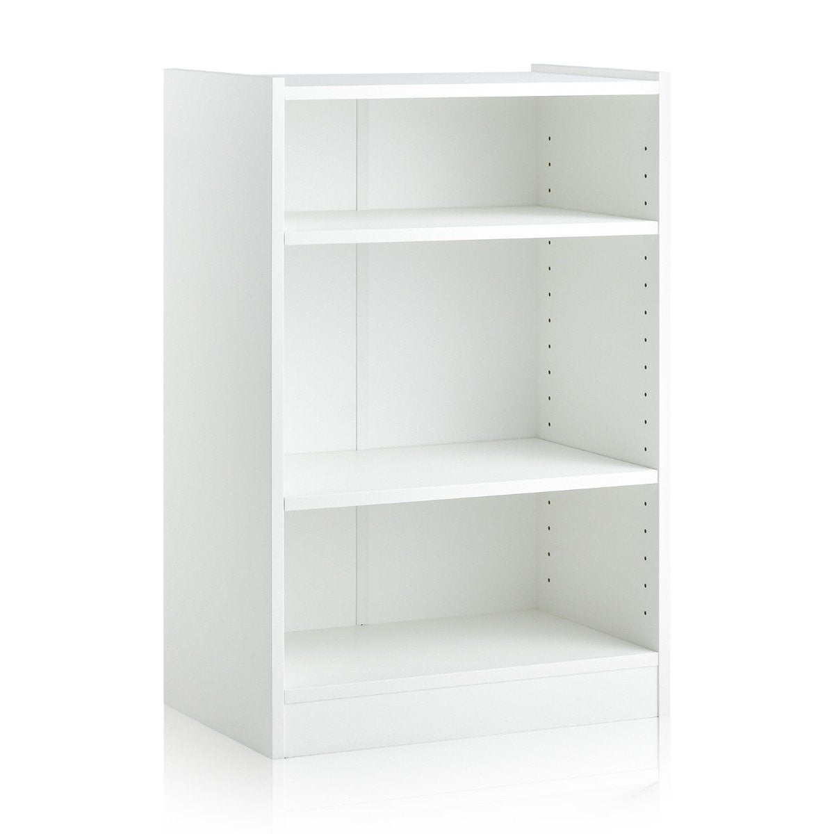 3-Tier White Bookshelf with Adjustable Shelves, 50x30x75 cm