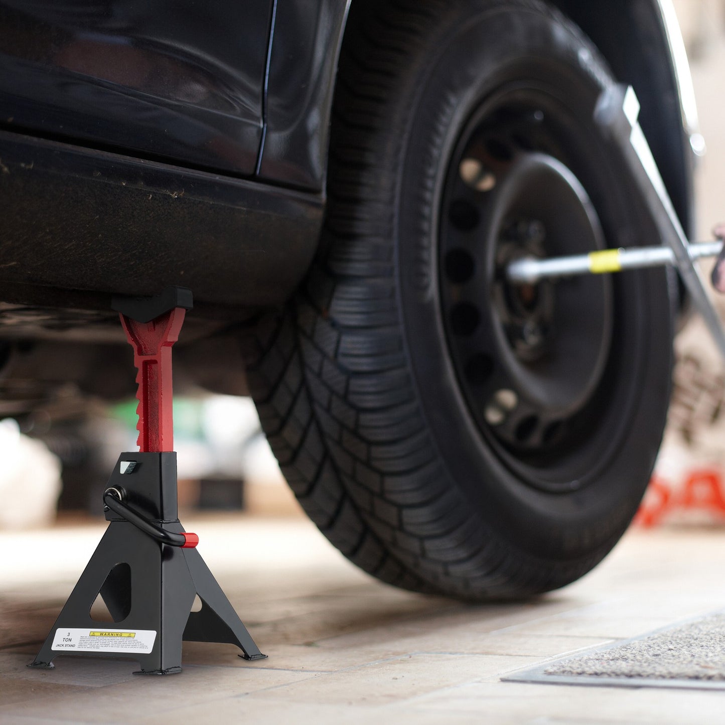 3 Ton Height-Adjustable Car Jack Stands, Set of 2
