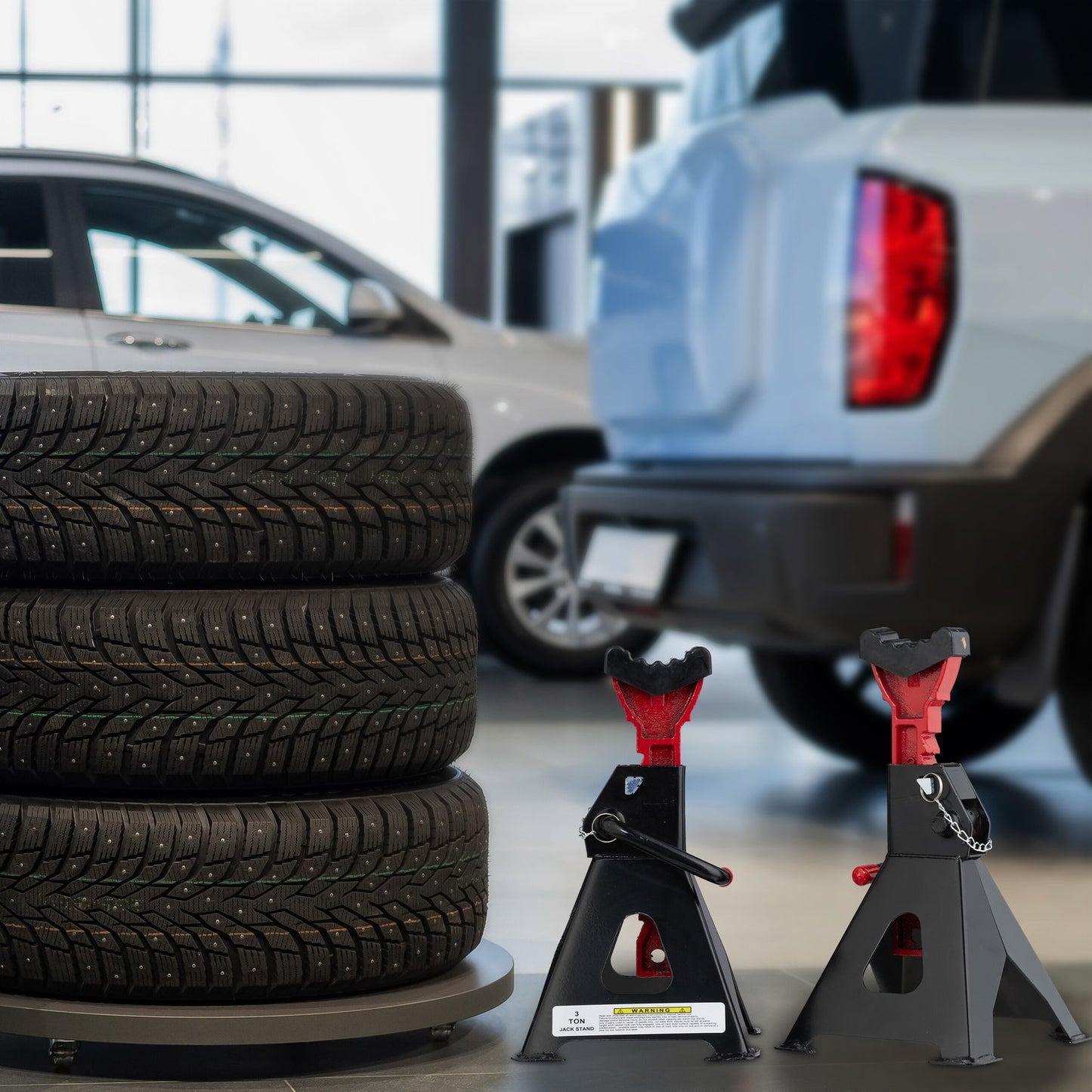 3 Ton Height-Adjustable Car Jack Stands, Set of 2
