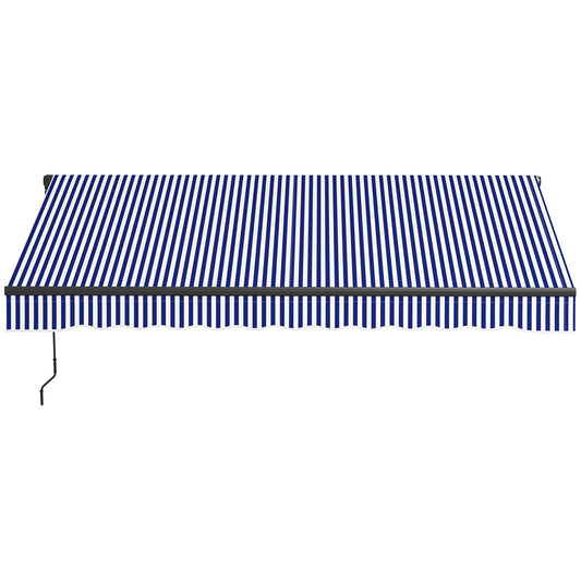 Wall-mounted awning, 3x2.5m, Blue & White, Sun protection