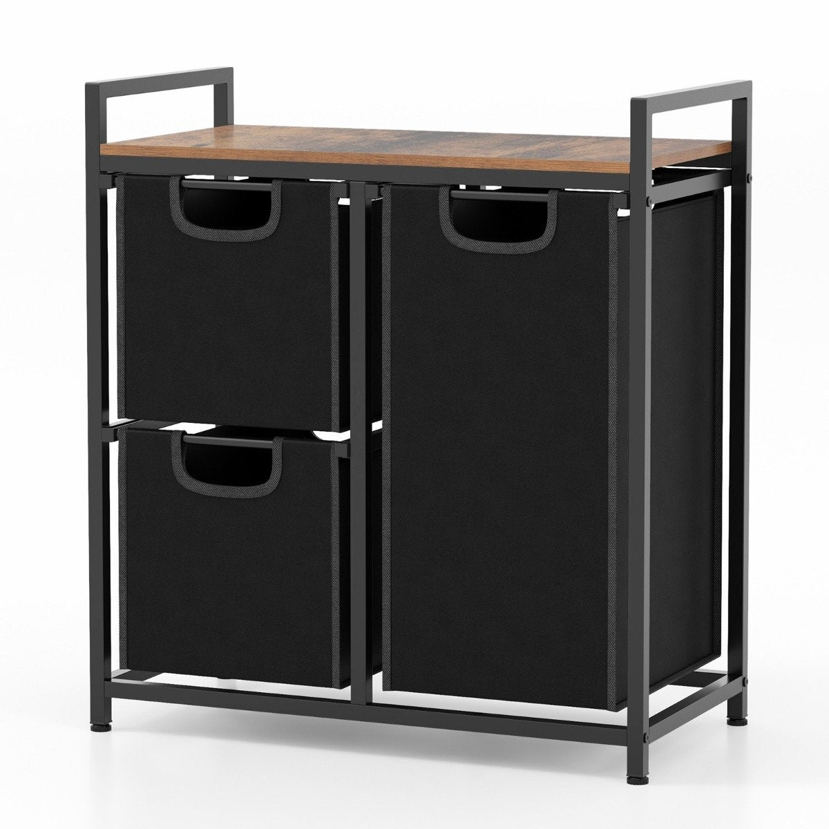 3 compartment laundry basket with shelf & 3 removable pockets laundry basket 66.5 x 33 x 72 cm