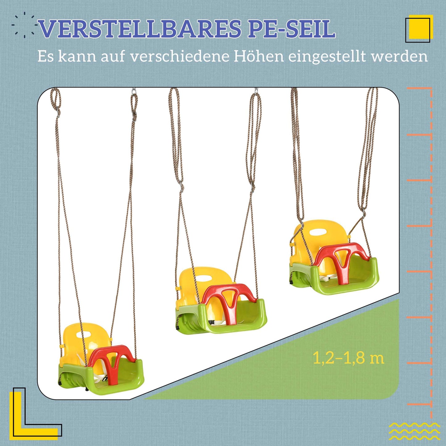 3-in-1 Adjustable Baby Swing Seat, Indoor/Outdoor Use
