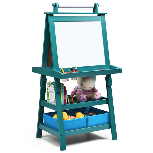 3 in 1 Children's Easel Children's Board Double-Sided Whiteboard & Chalkboard & Drawing Paper 59 x 50 x 117 cm Blue