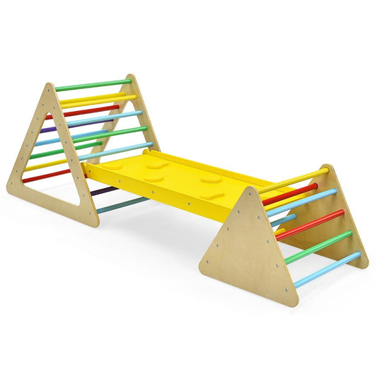 3 in 1 Climbing Toy Set for Toddlers Climbing Triangle & Ladder & Slide Climbing Frame Colorful