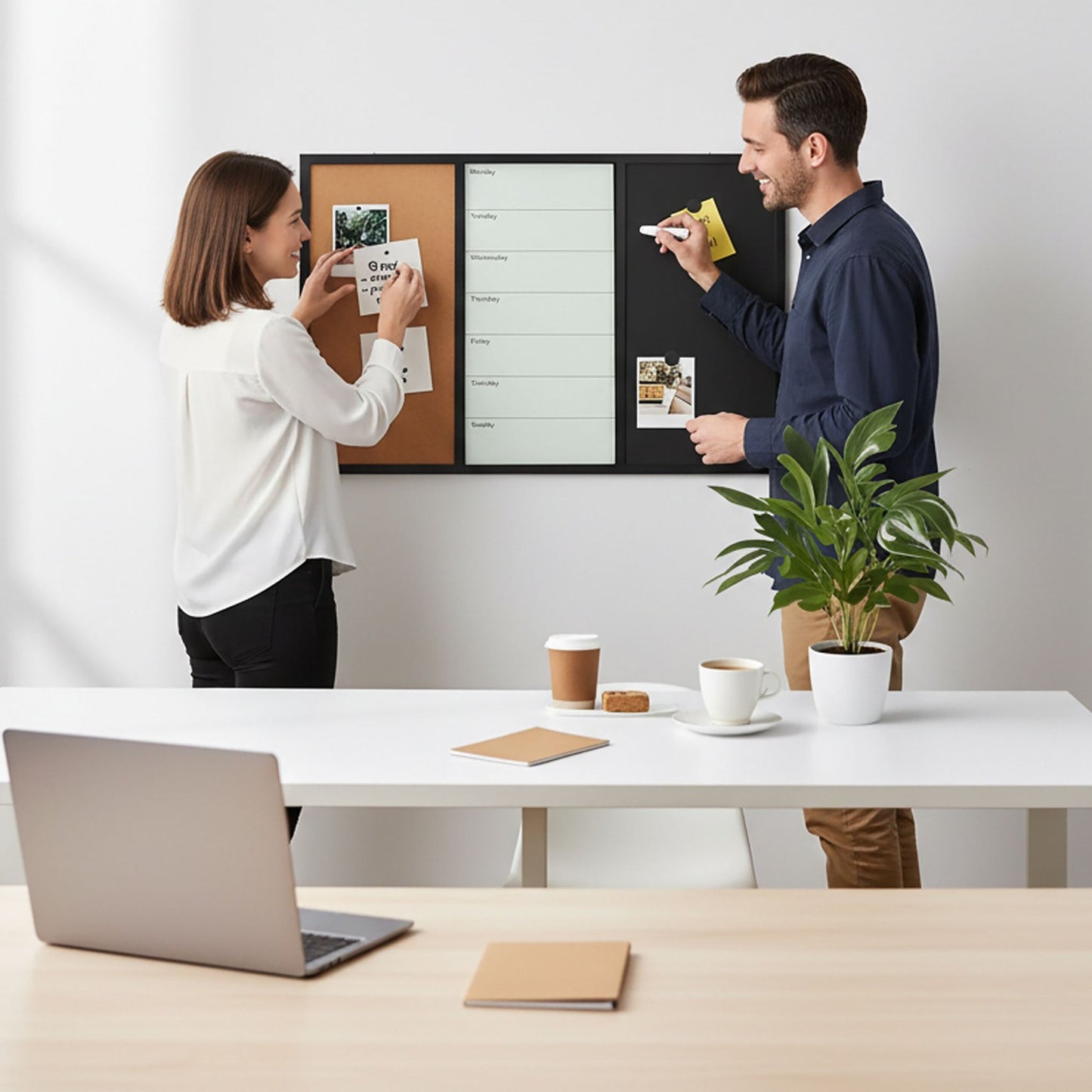 3-in-1 Combo Board with Whiteboard, Cork, Planner
