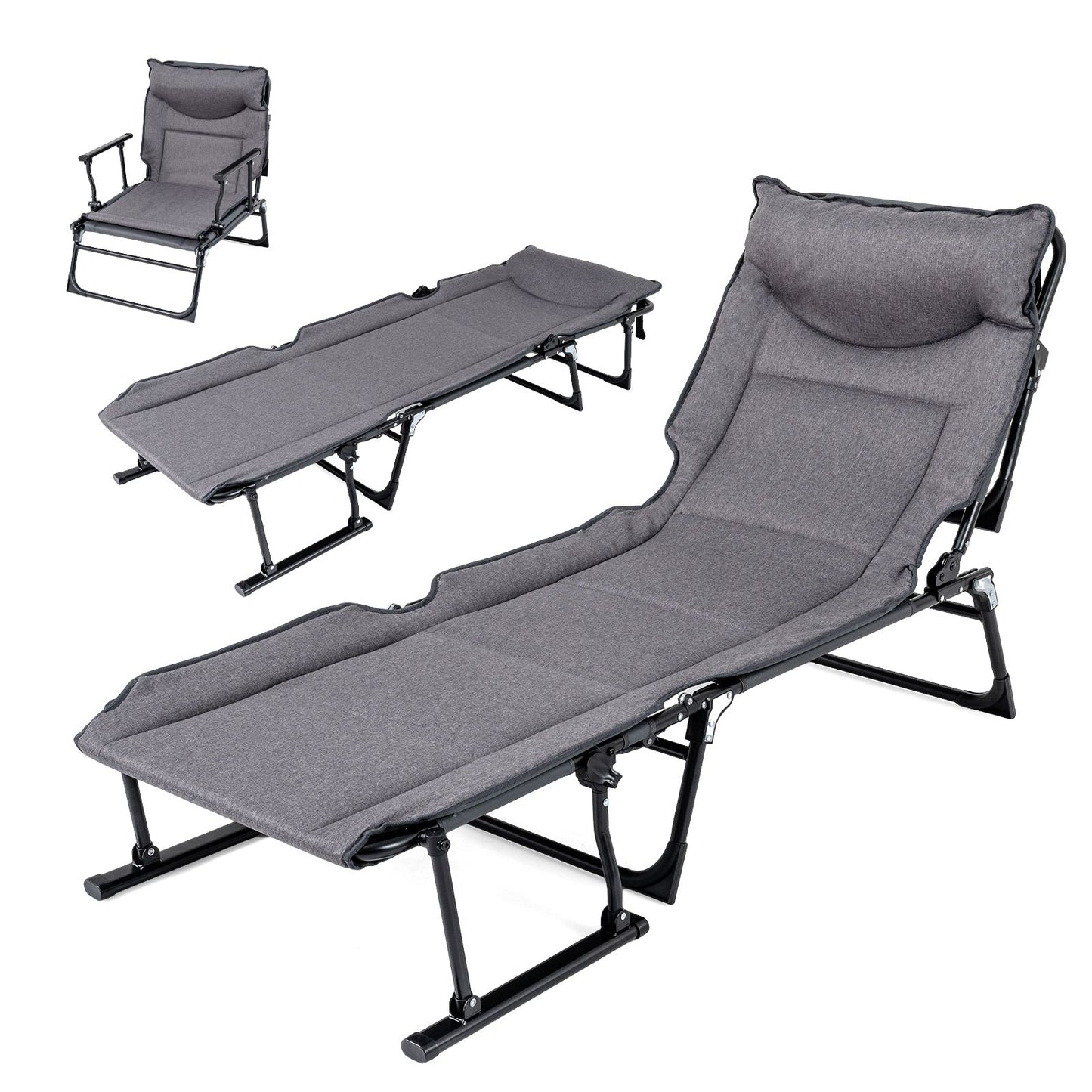 3 in 1 Folding Sun Lounger with Adjustable Backrest
