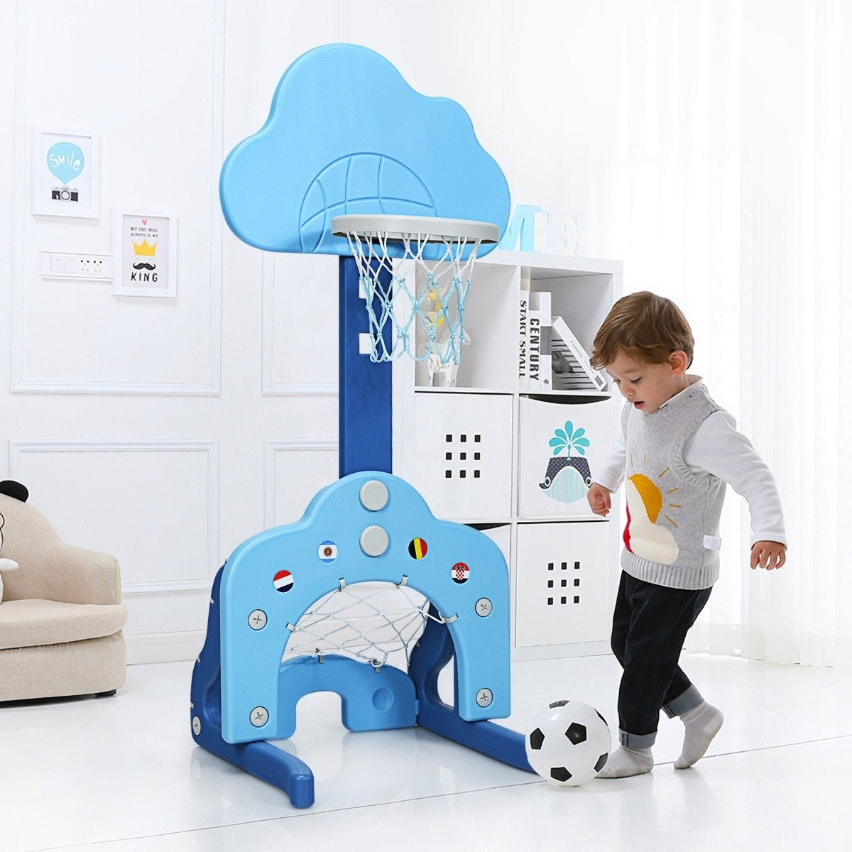 3-in-1 Kids Sports Set: Adjustable Basketball, Soccer, Golf
