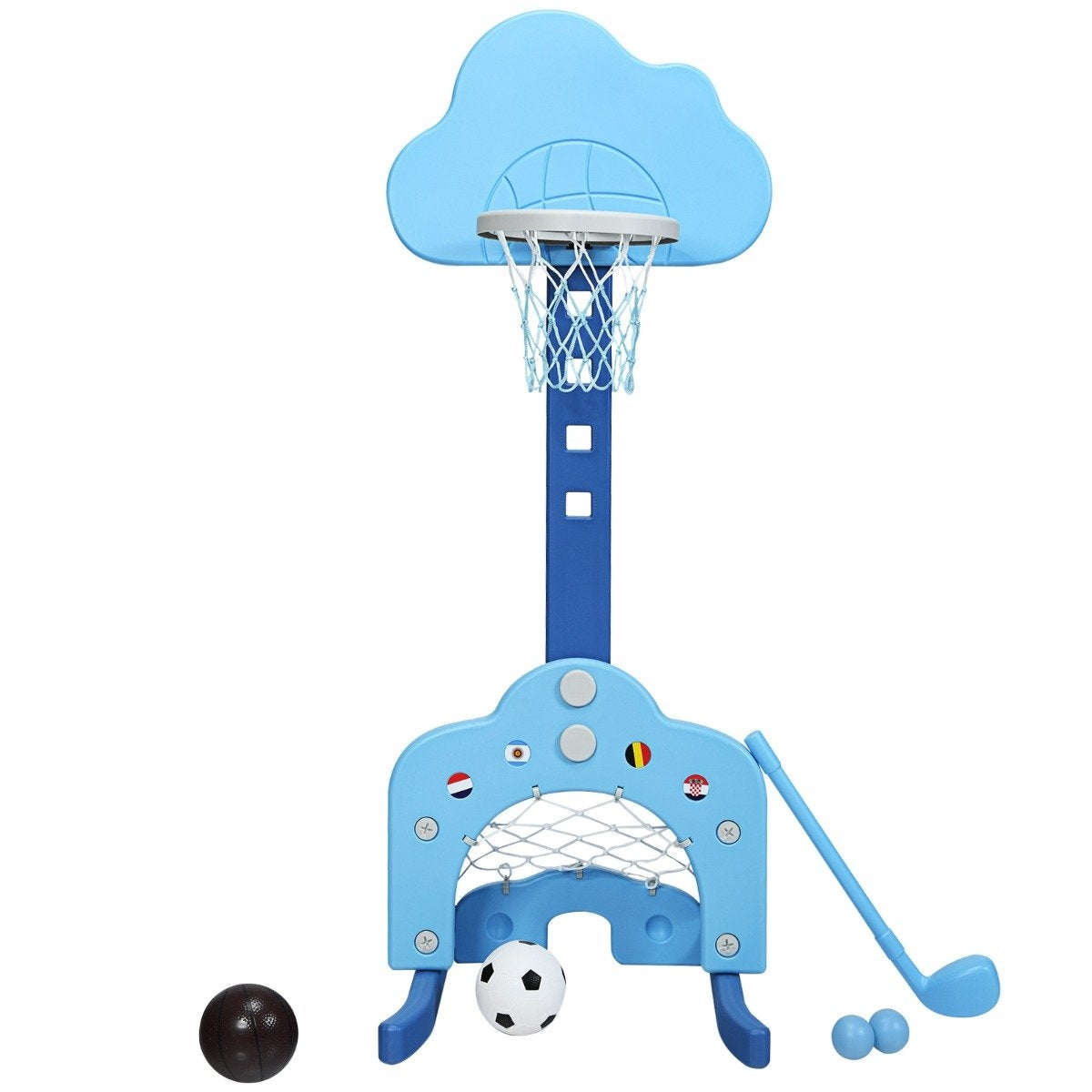 3-in-1 Kids Sports Set: Adjustable Basketball, Soccer, Golf