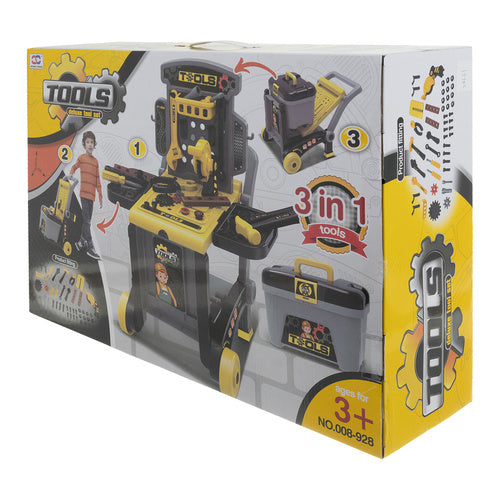 3-in-1 Kids Toy Workshop Set, 59-Piece Tool Kit