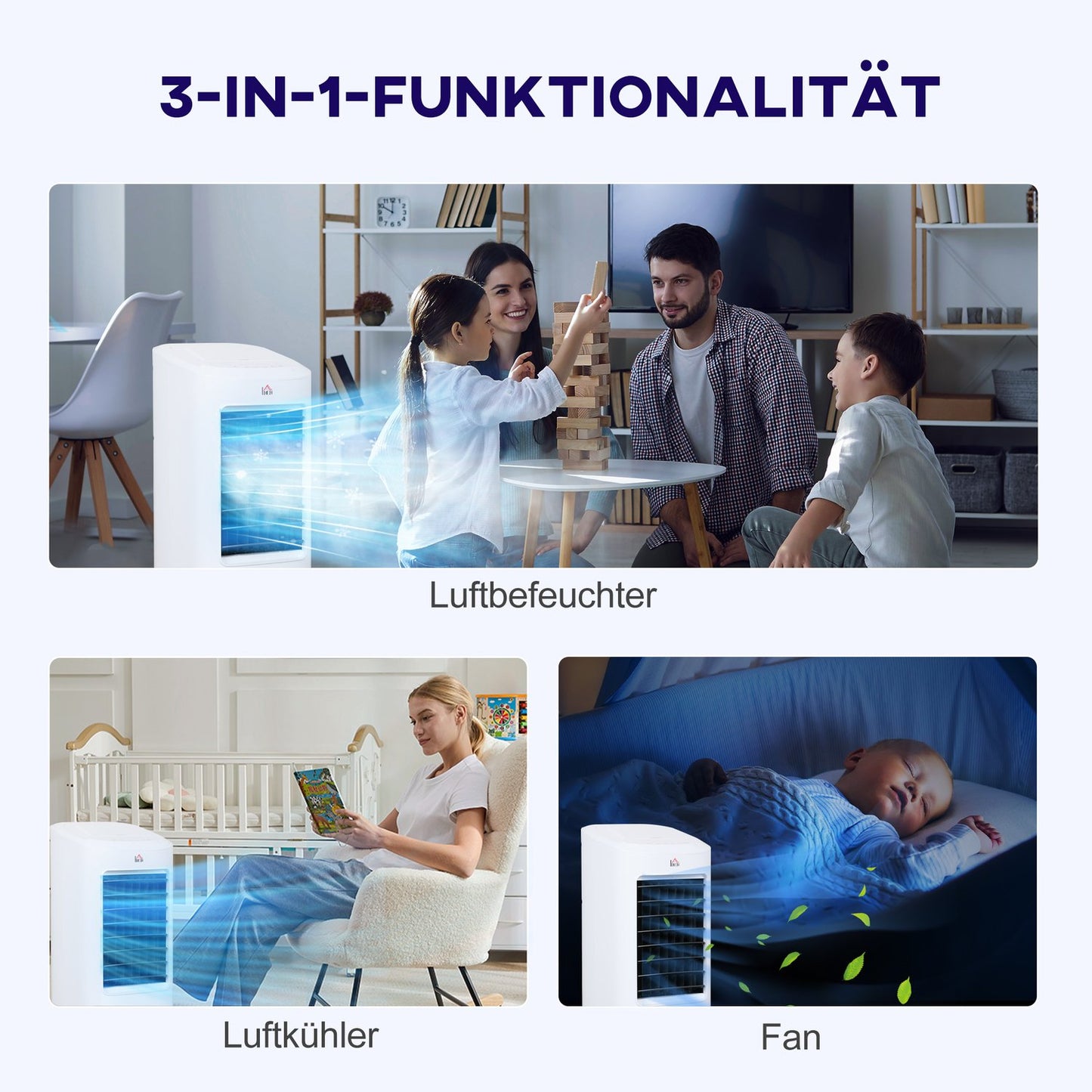 Mobile air conditioner and humidifier, 7L, remote control, 3 speeds