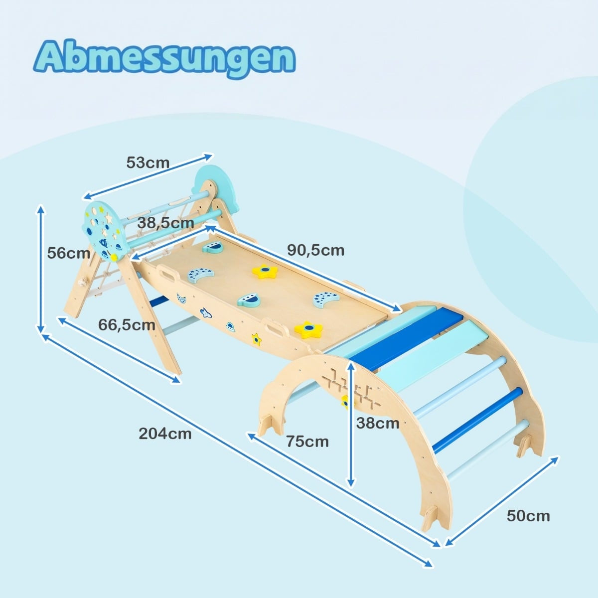 3-in-1 Montessori Climbing Set with Ramp & Arch