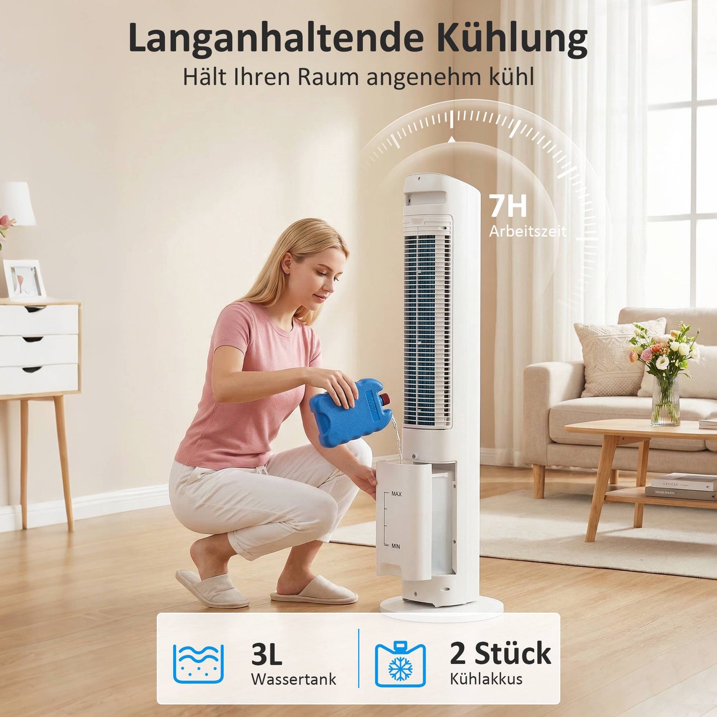 3-in-1 Portable Air Cooler, 3L Tank, 3 Speeds, White