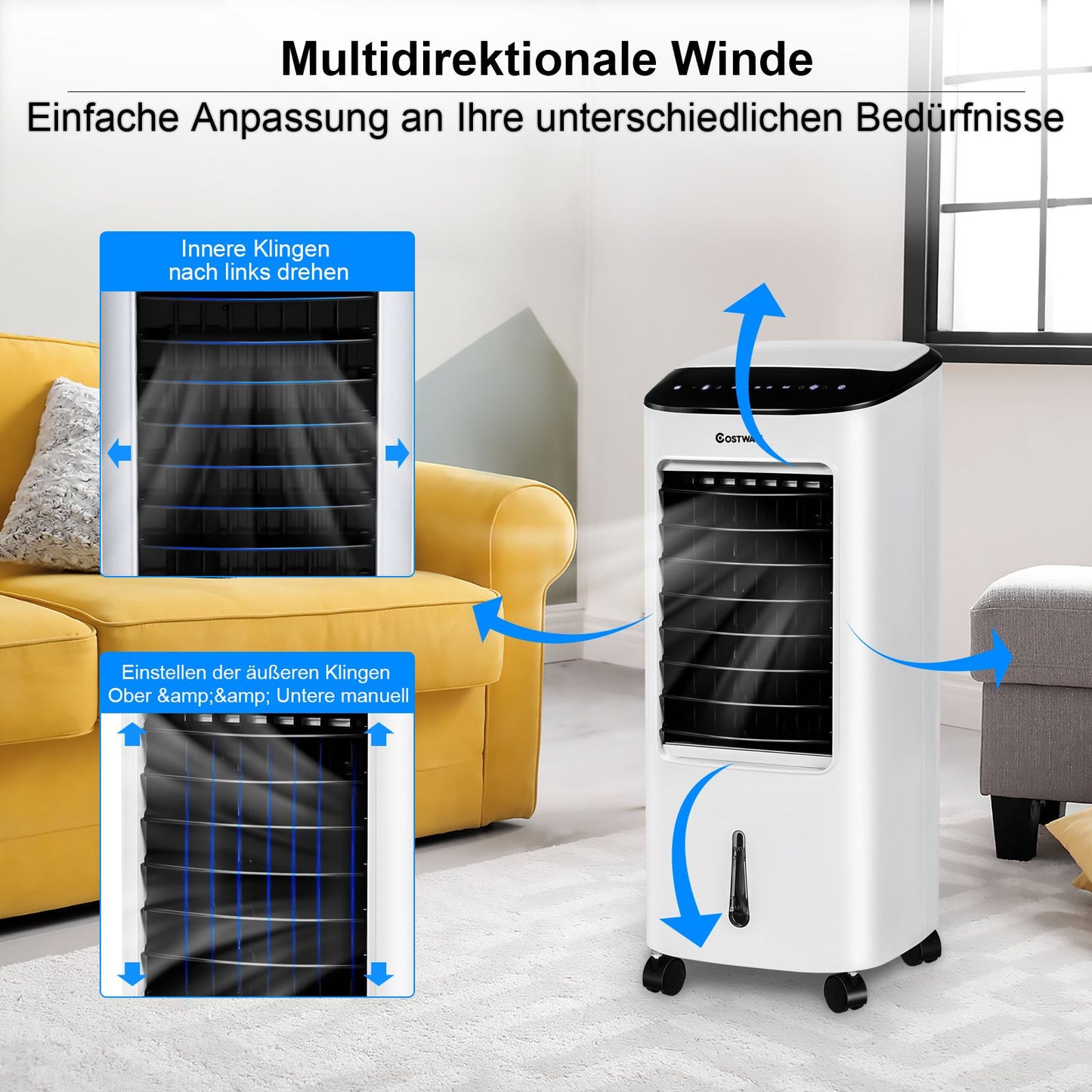 3-in-1 Portable Air Cooler with 7L Tank and Timer