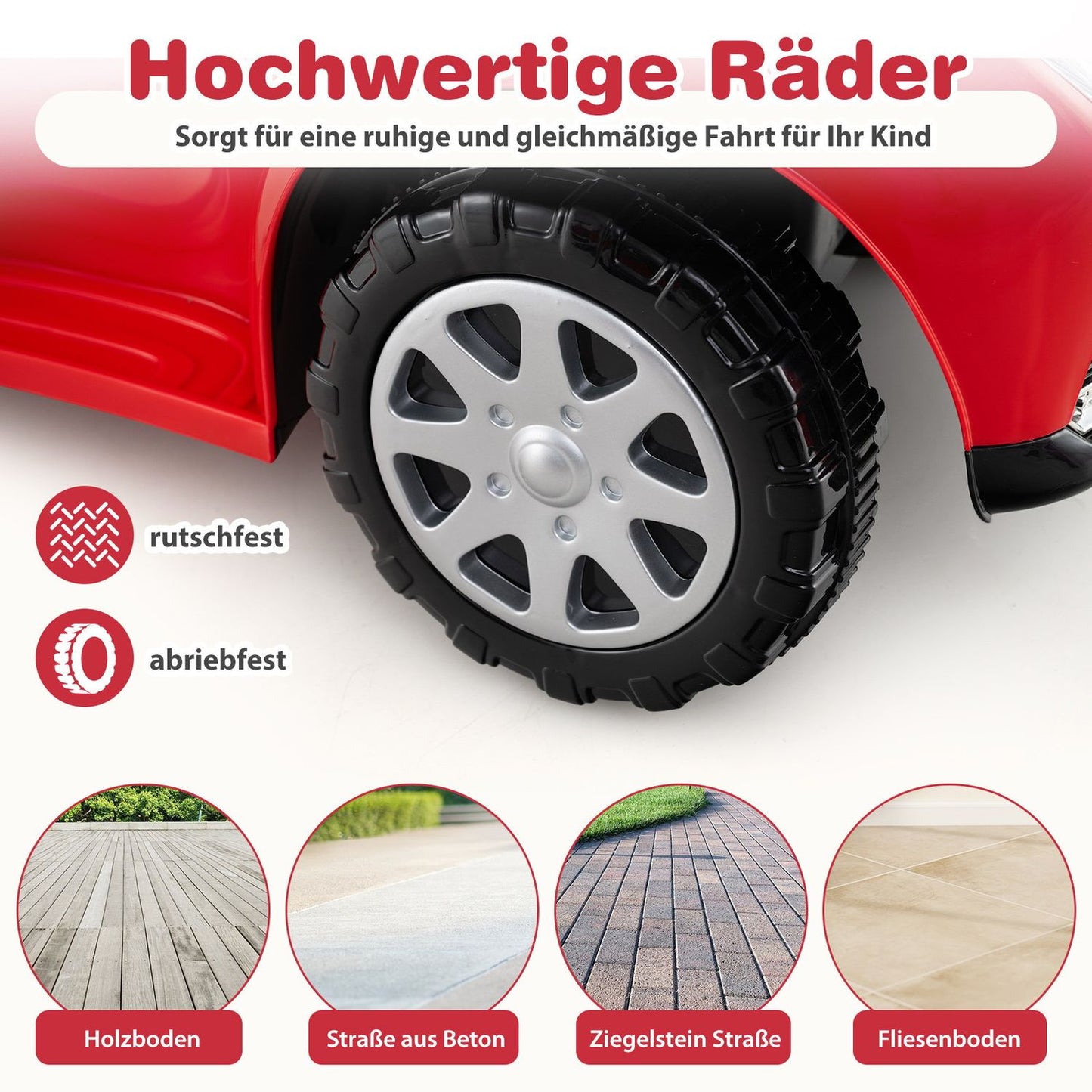 3-in-1 Ride-On Car with Push Handle, Storage, Red