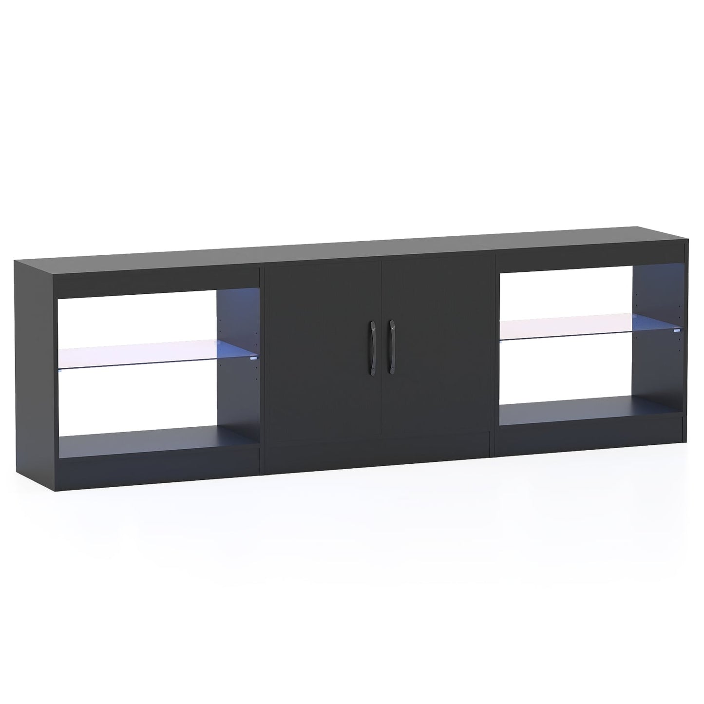3-in-1 TV Stand with LED Lights for 85" TVs, Black