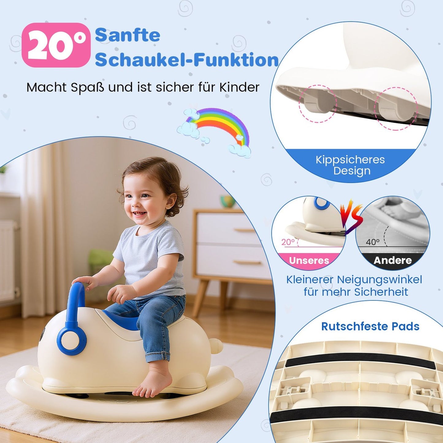3-in-1 Toddler Rocking Horse with Storage, Ages 1-3