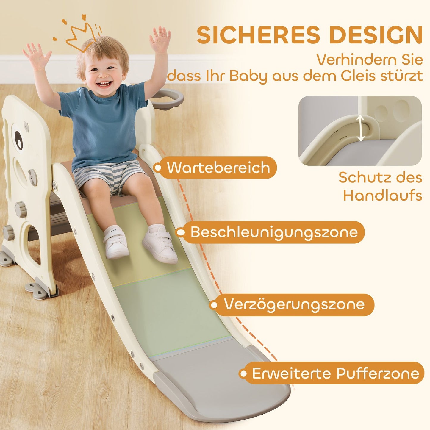 3-in-1 Toddler Slide with Climbing Frame & Hoop, Foldable