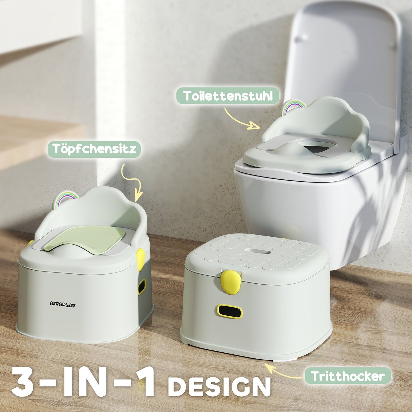3-in-1 potty for children, removable, grey, 6-72 months