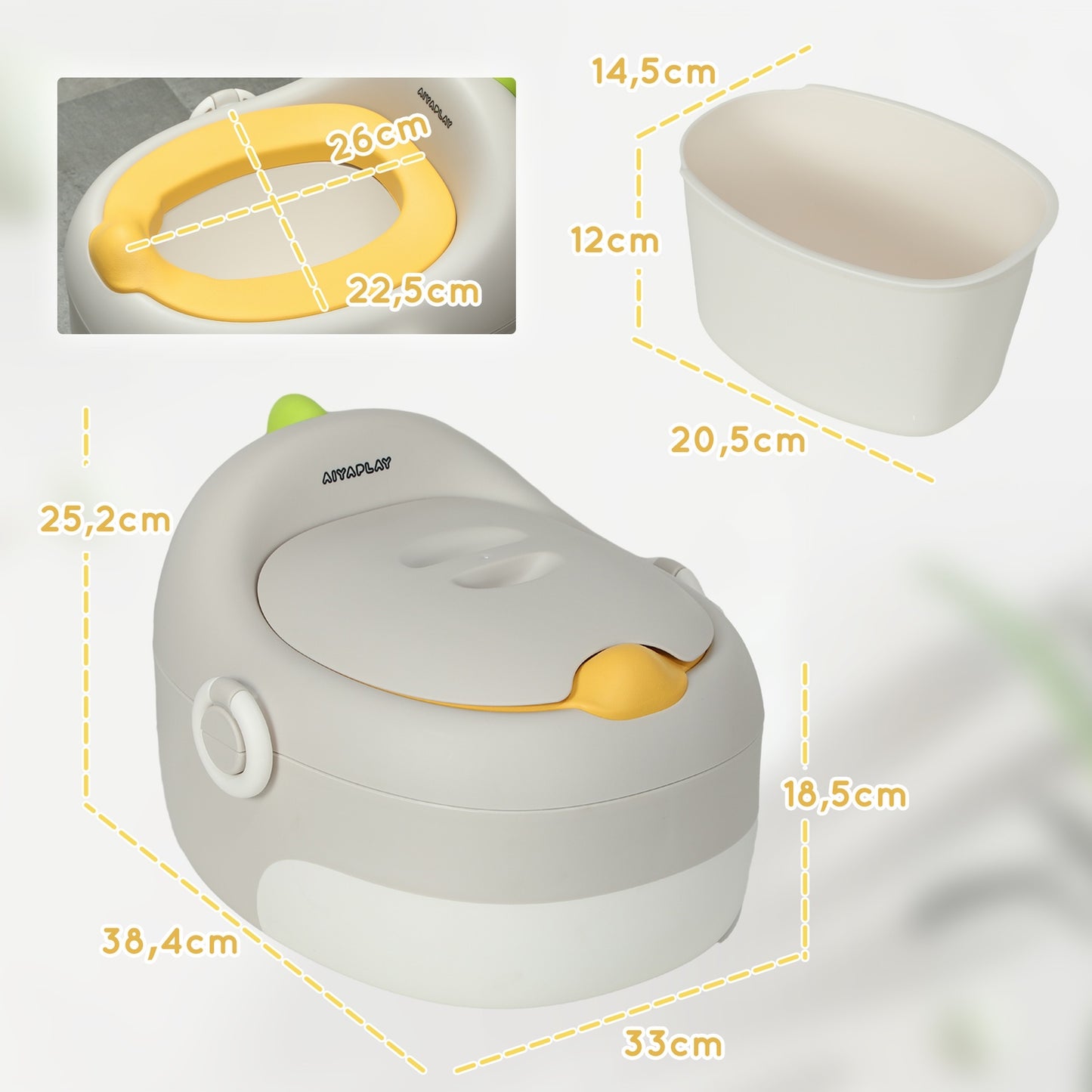 Children's 3-in-1 potty with handle, grey, up to 50 kg