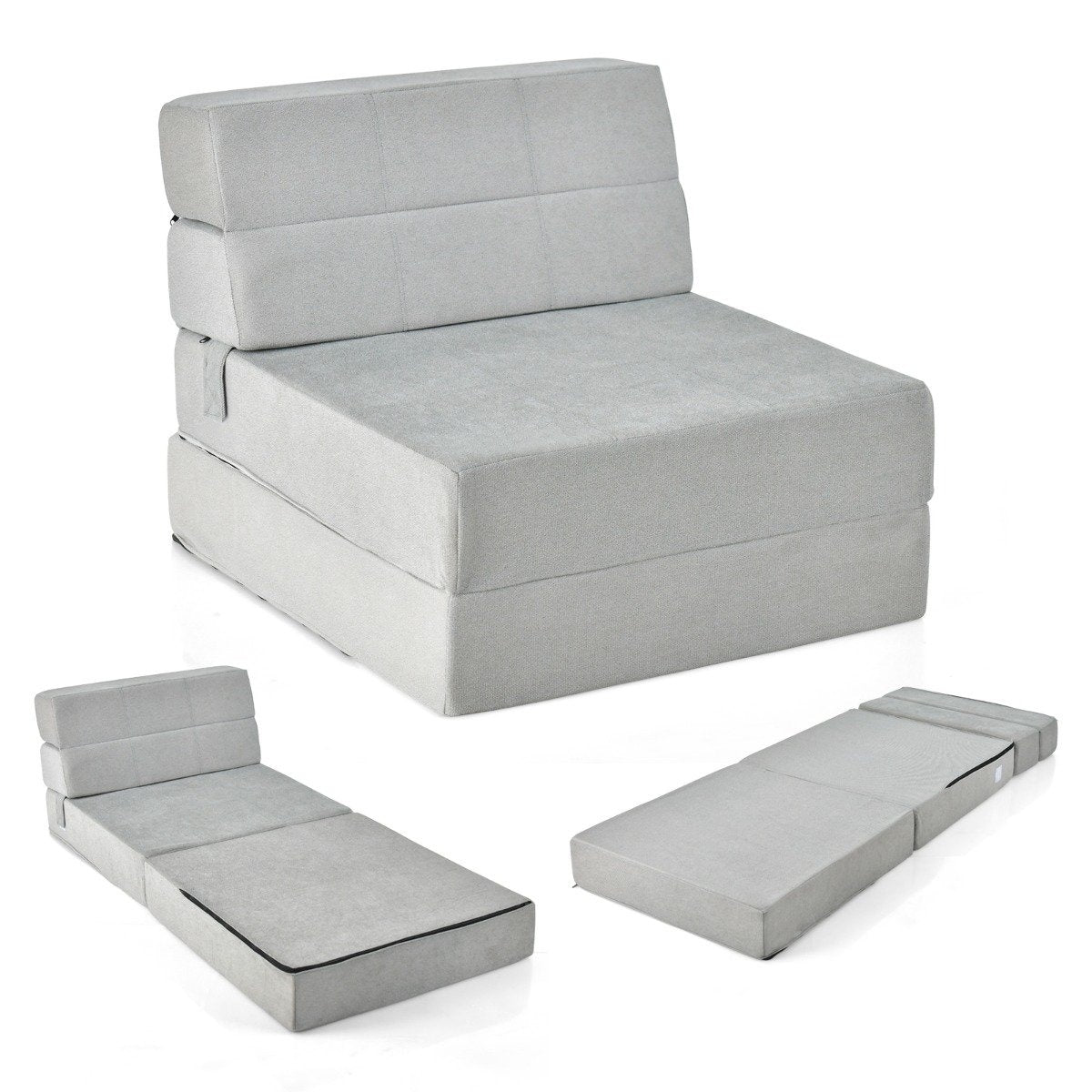 3 in 1 folding sofa bed with washable cover extra thick foam (15cm) gray