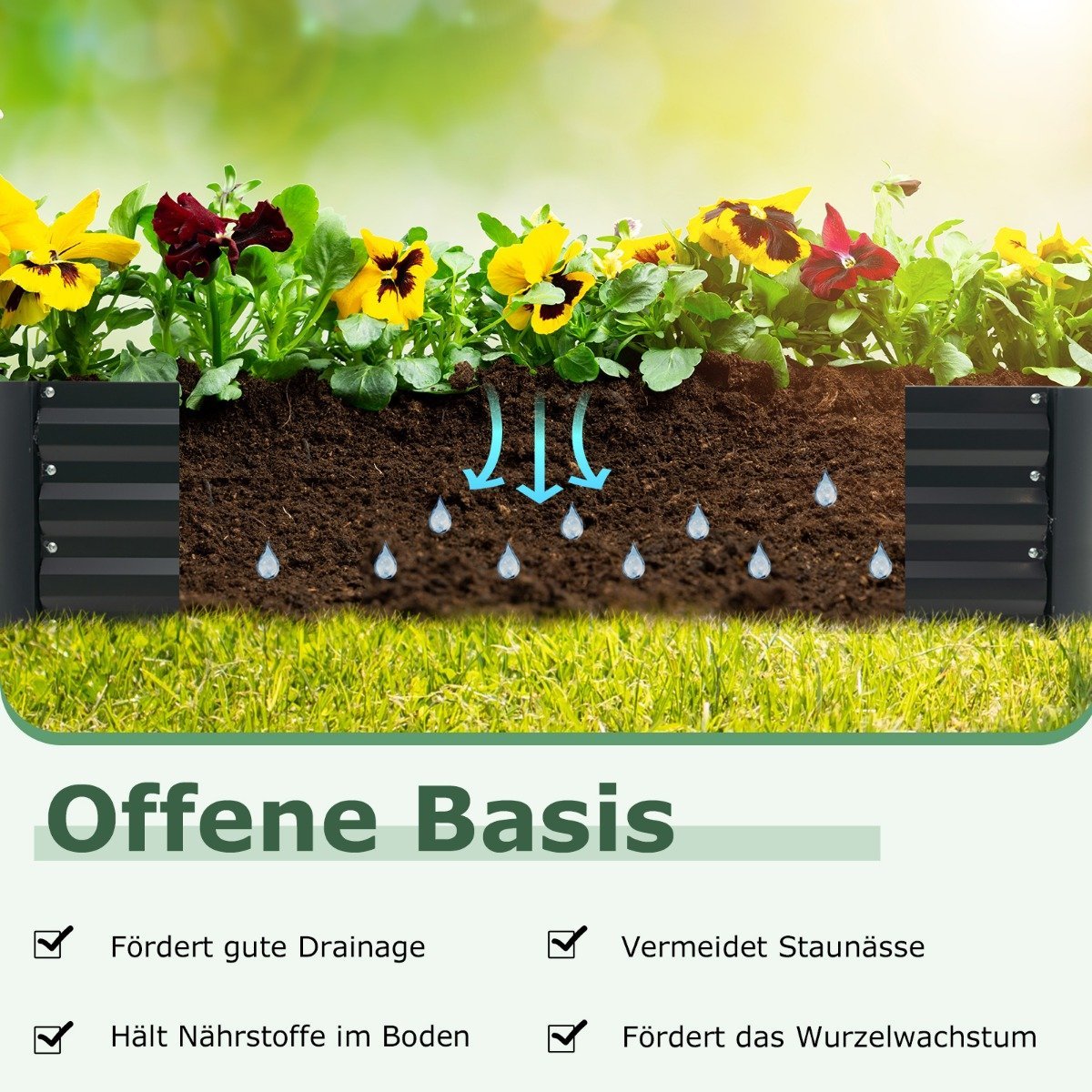 3 in 1 greenhouse with raised bed metal planter box PVC film flower bed with two windows silver 129 x 97 x 96 cm