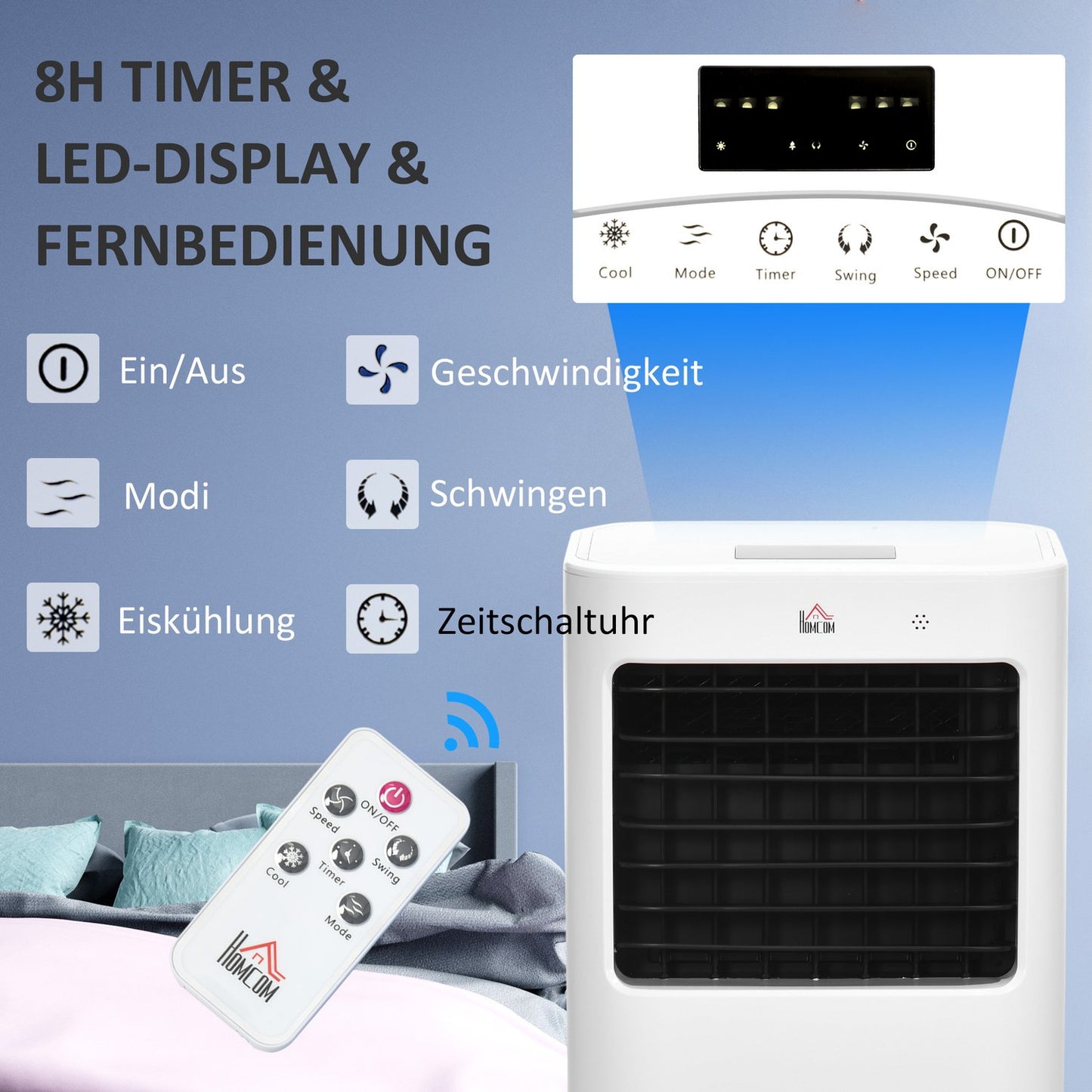 Mobile air conditioner – 15L, 60° oscillation, remote control