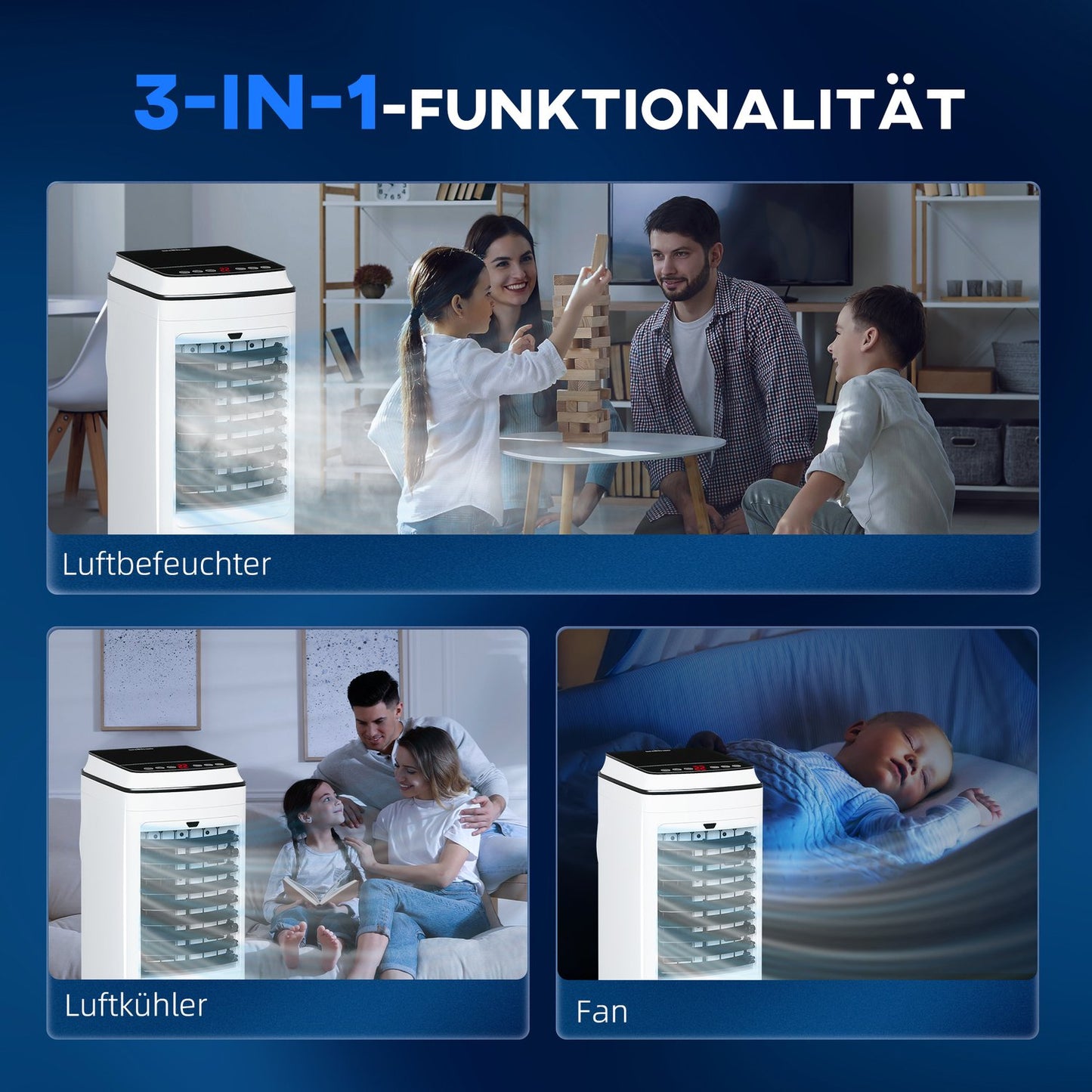 3-in-1 portable air conditioner with humidifier, 4L, remote control