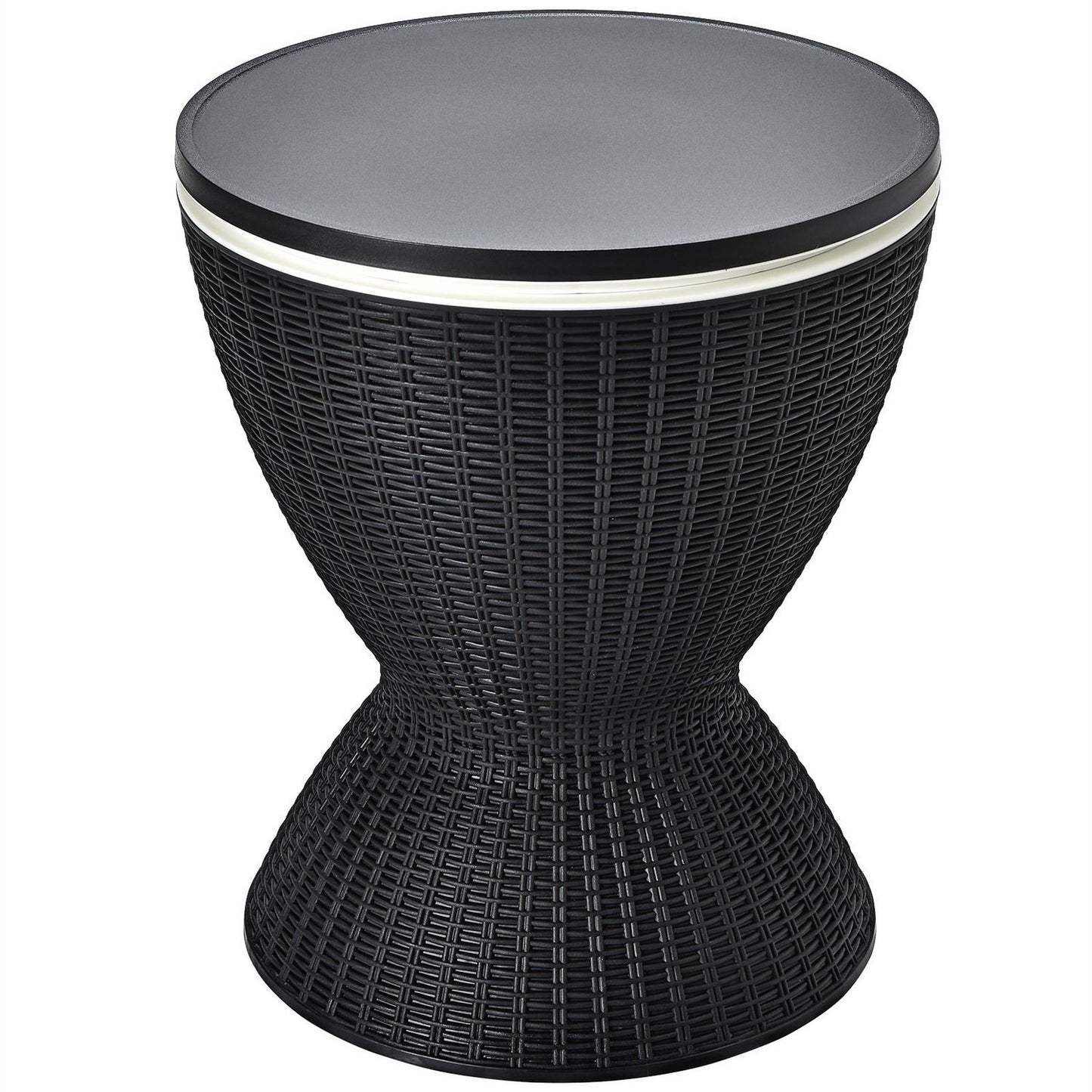 3 in 1 side table 30L cool box stool garden table height adjustable ice cooler black