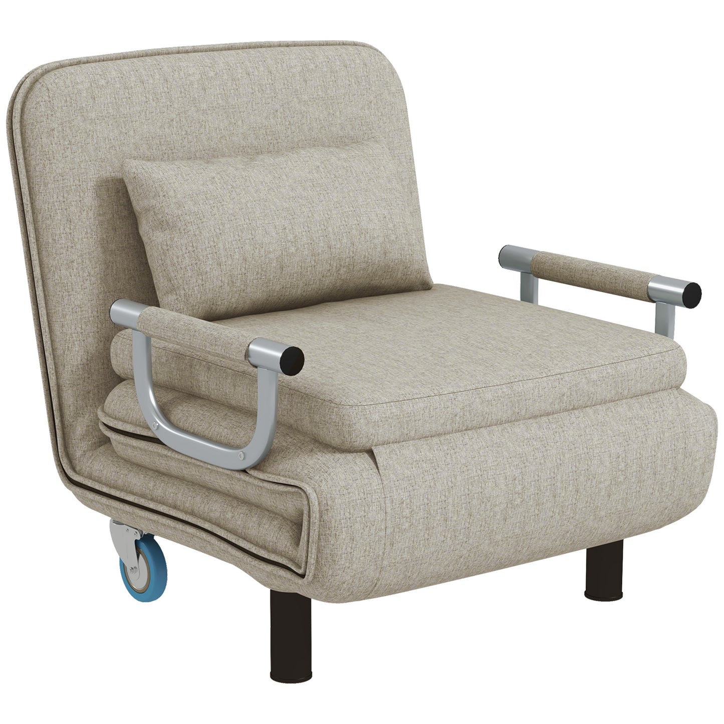Folding sofa bed chair, 120 kg capacity, grey, adjustable backrest