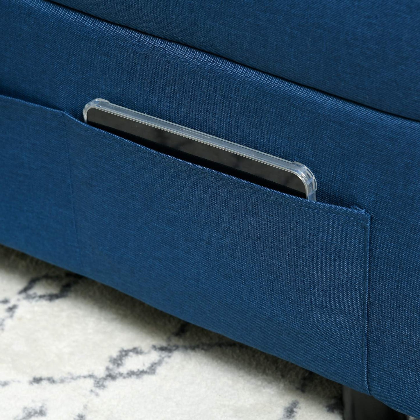 Blue Adjustable 3-in-1 sofa bed with side pocket