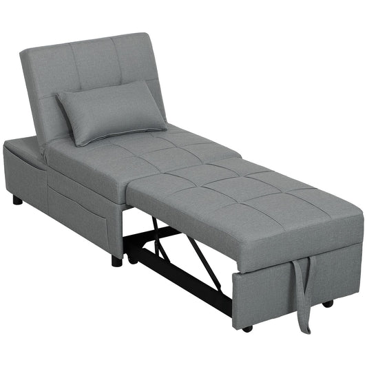 Light gray 3-in-1 sofa bed, adjustable, extendable design