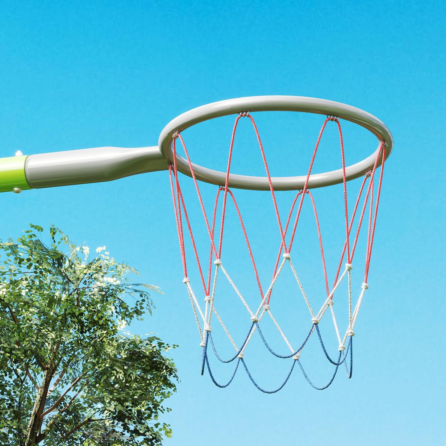 Outdoor 3-in-1 swing set with basketball hoop and goal