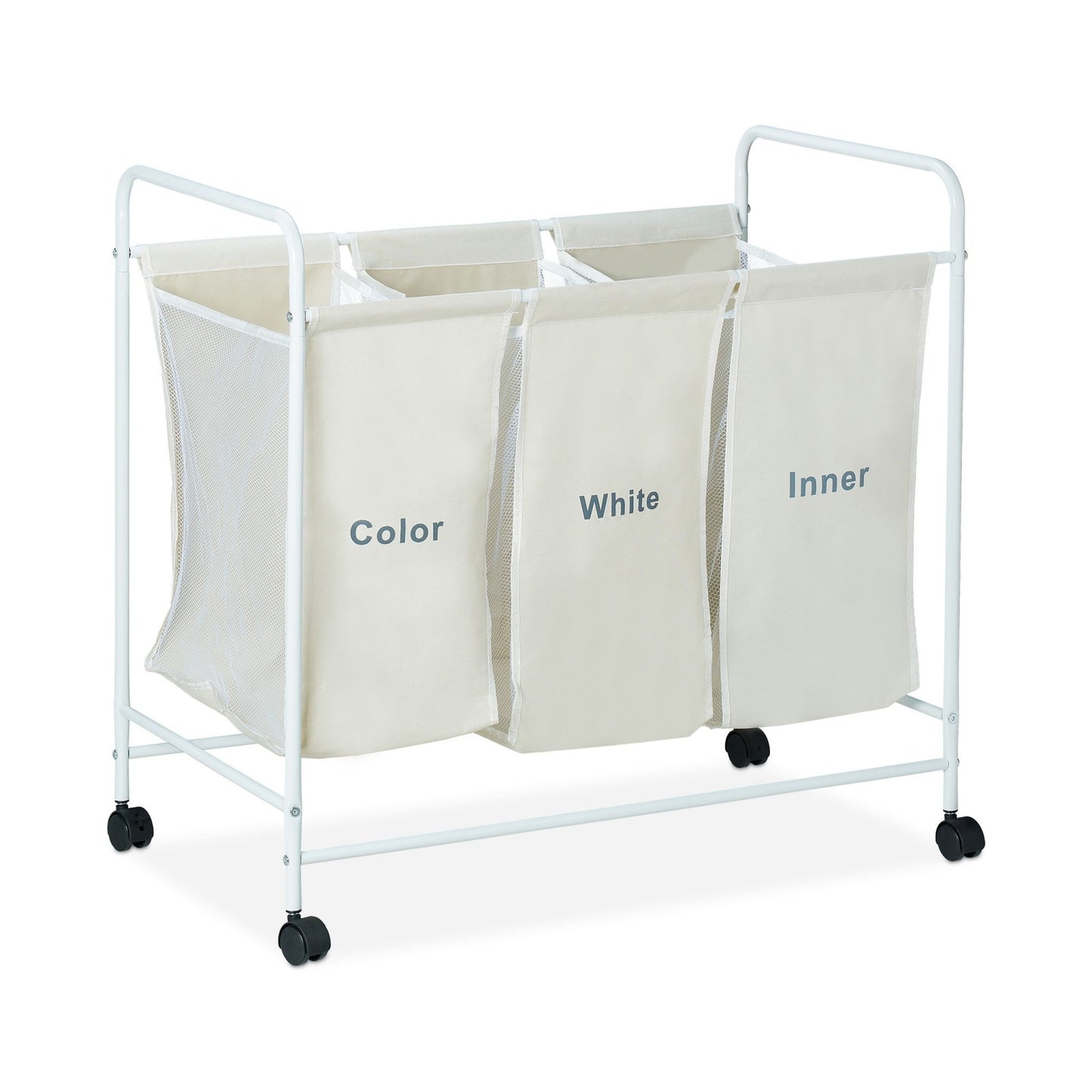 3 laundry sorters with rollers