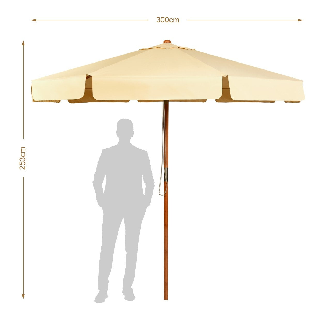 3m tilting parasol made of waterproof polyester fabric patio umbrella with UV protection beige