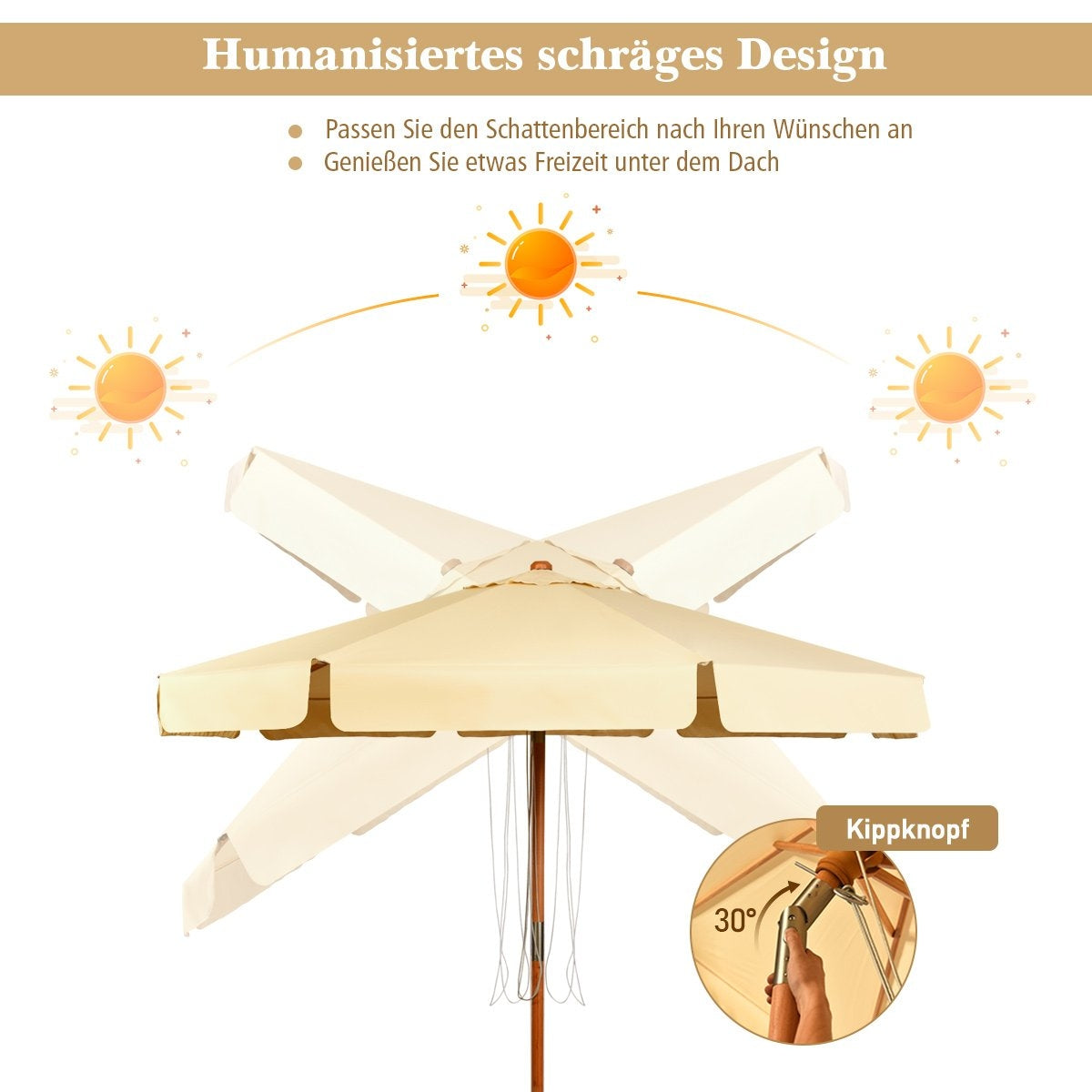 3m tilting parasol made of waterproof polyester fabric patio umbrella with UV protection beige
