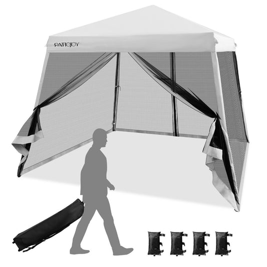 3m x 3m Large Canopy Party Tent with Slanted Legs White