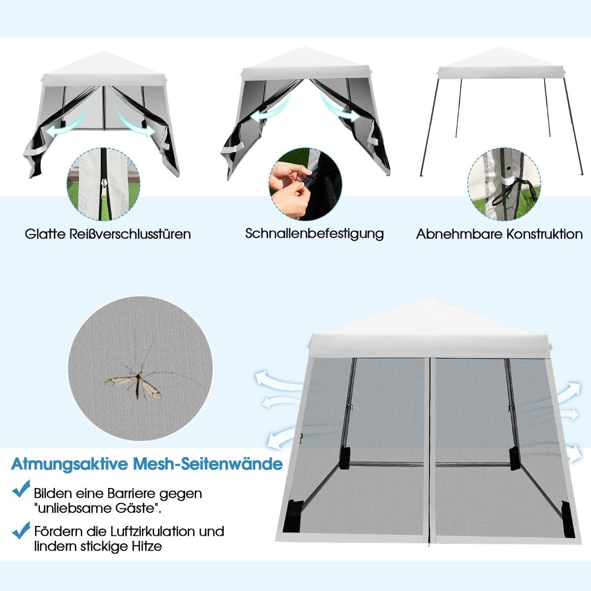3m x 3m Large Canopy Party Tent with Slanted Legs White