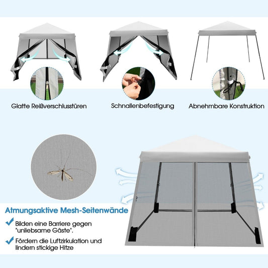 3m x 3m Large Canopy Tent Party Tent with Slanted Legs Grey
