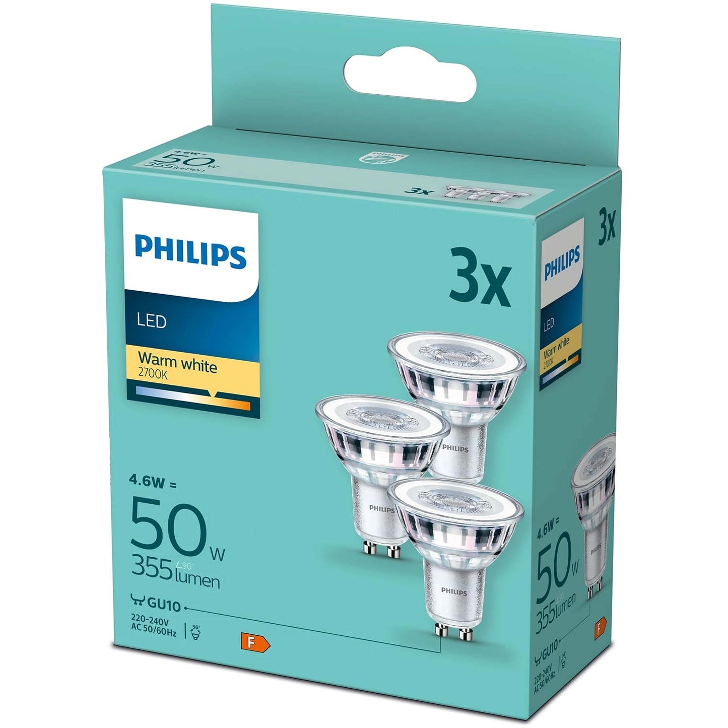 3-pack LED GU10 4.6W (50W) 355lm