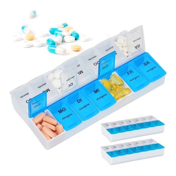 3-pack tablet boxes 7 days 2 compartments