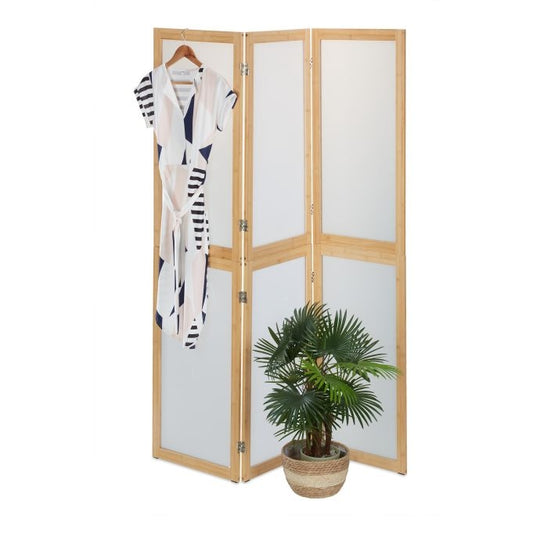 3-part screen with bamboo frame