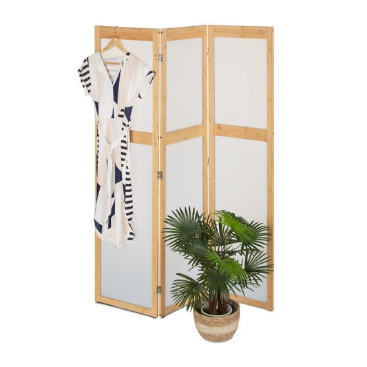 3-part screen with bamboo frame