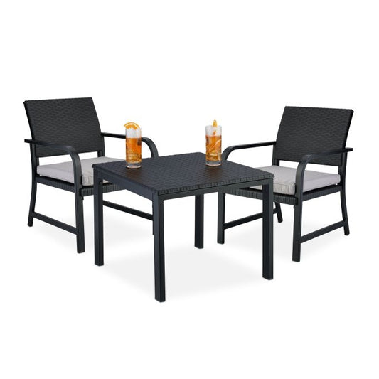3-piece balcony furniture set in rattan look