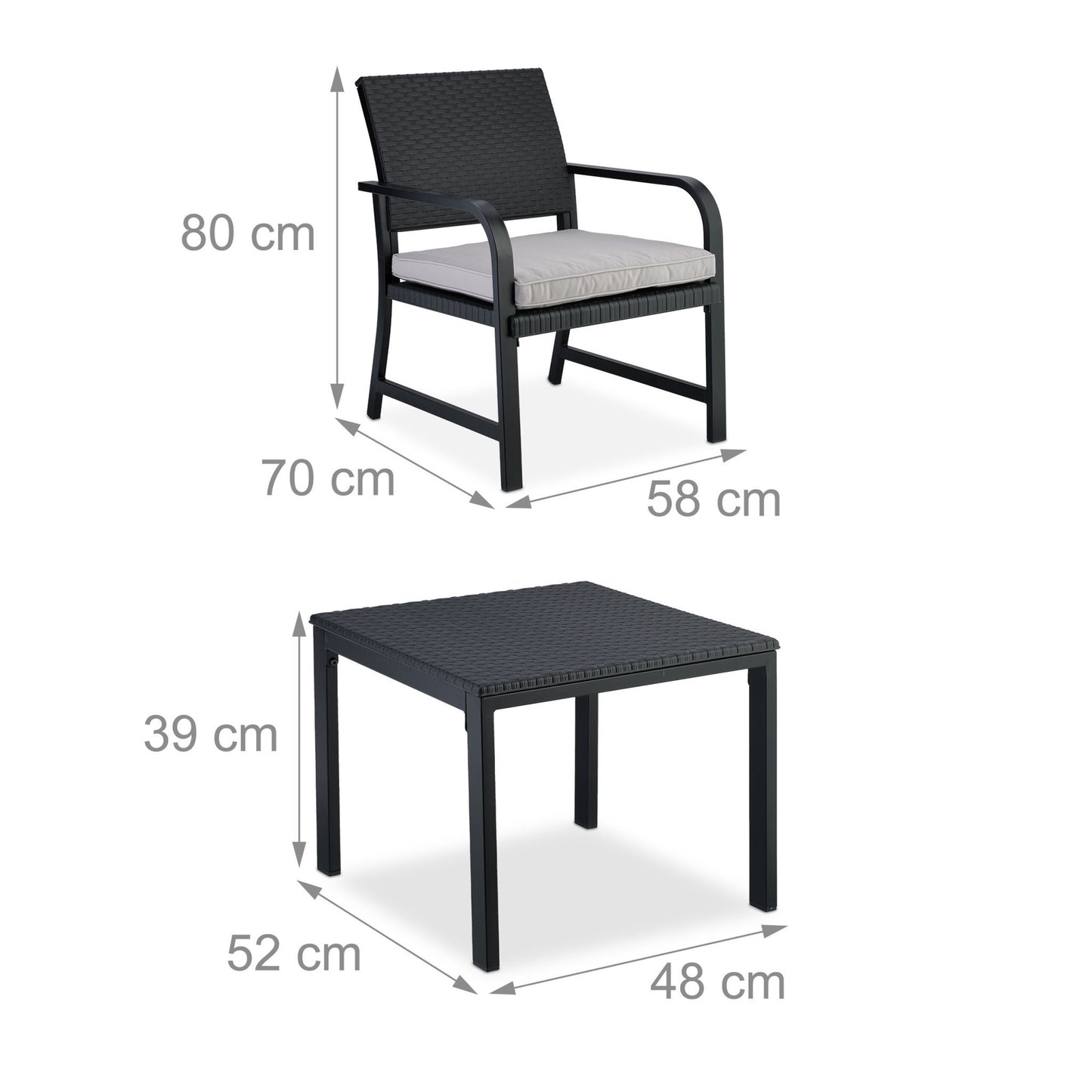 3-piece balcony furniture set in rattan look